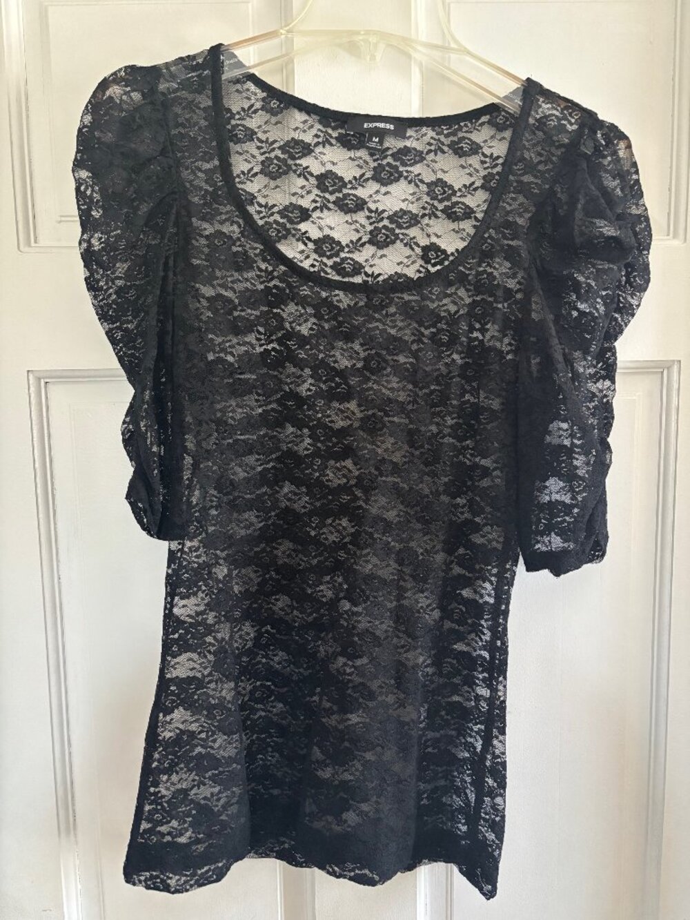 Express Black Sheer Lace Blouse